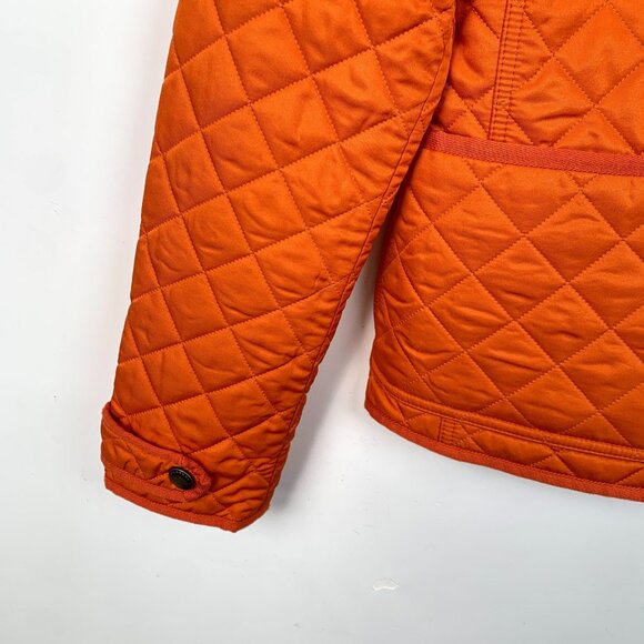 Burberry Brit Orange Quilted Jacket Size S Cotton/Polyester Stand-Up Collar Butt - Picture 6 of 8